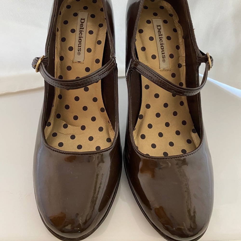 Espresso Brown Patent Leather Heels
